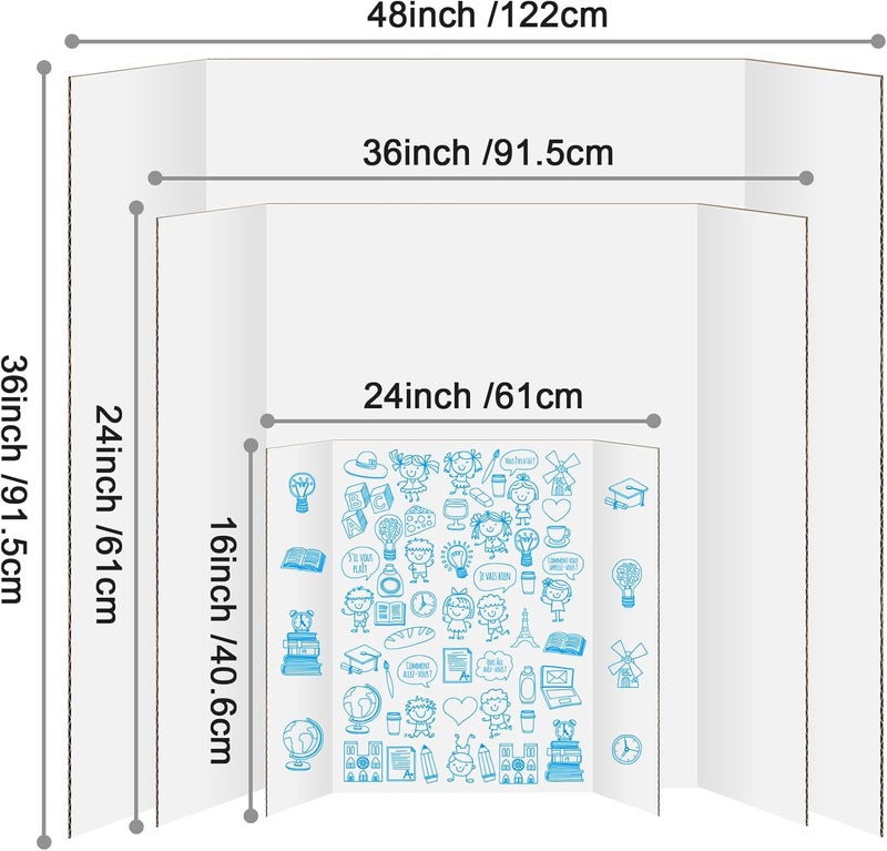 IKAYAS 6 Pack Trifold Poster Board 48" X 36", Single sided White Poster Boards, Science Fair Display Boards Posterboard Foamboard for Mounting, Prints,Art,Display,Projects Classroom Supplies - Image 2